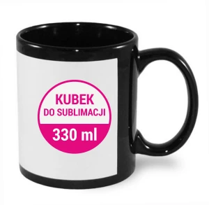 SUBLIMATIONSBECHER mit weißem bedruckbarem Fenster, 330 ml