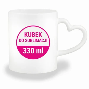 SUBLIMATIONSBECHER, WEISS, Herzhenkel, 330 ml